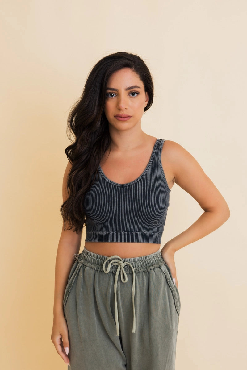 Washed Ribbed Crop Tank