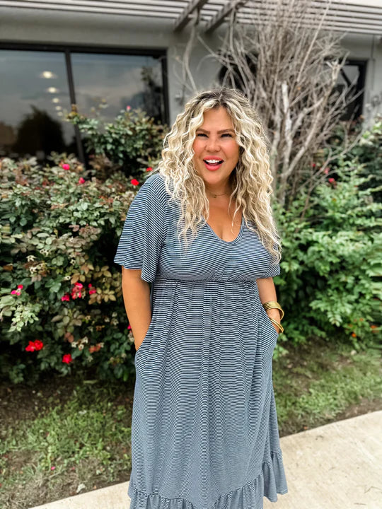 Chloe Striped Dress- Curvy
