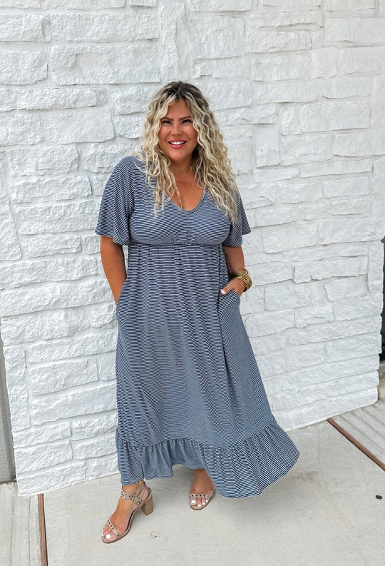 Chloe Striped Dress- Curvy