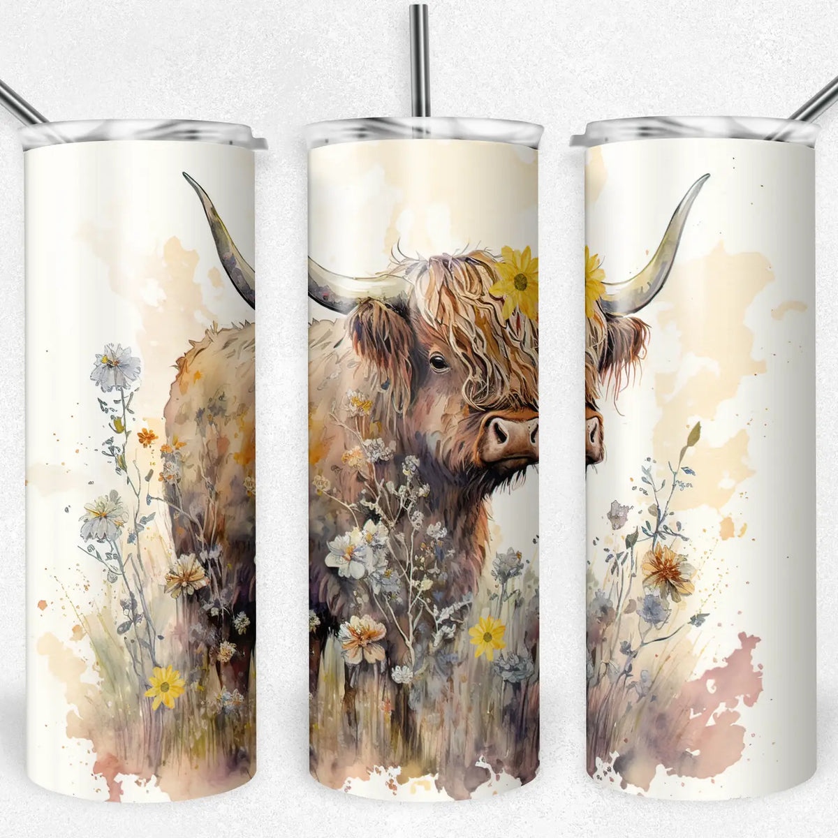 Watercolor Floral Highland Tumbler