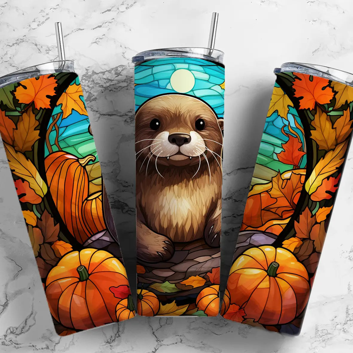 Stained Glass Otter Tumbler