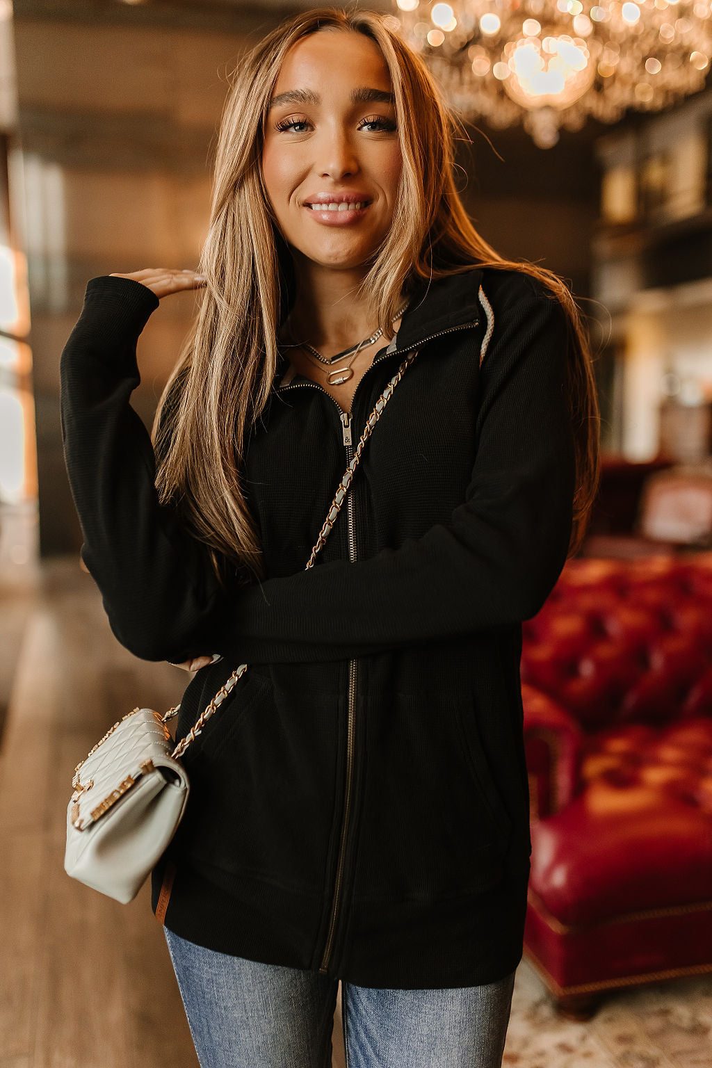 Ampersand Full Zip - Waffle