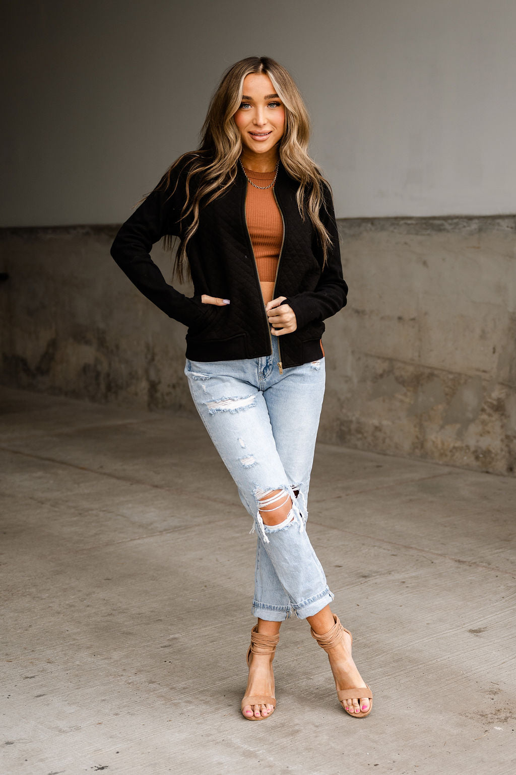 Ampersand Quilted Bomber Jacket