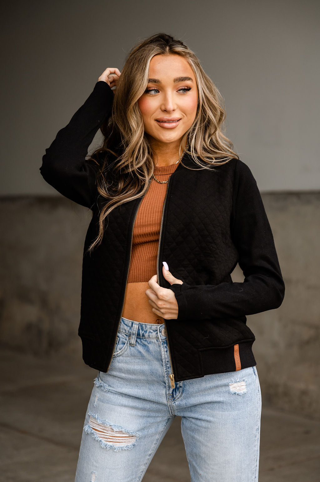 Ampersand Quilted Bomber Jacket